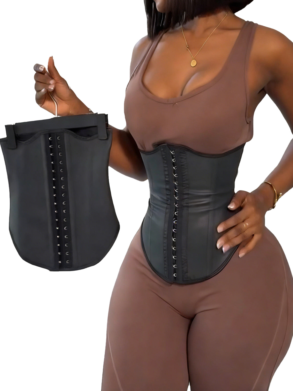 Women's Faux Leather Waist Trainer Slimming Belt Tummy Control Body Shaper