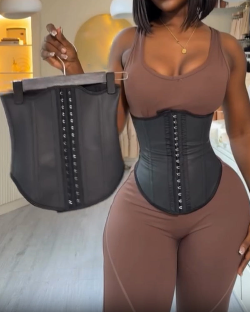 Women's Faux Leather Waist Trainer Slimming Belt Tummy Control Body Shaper
