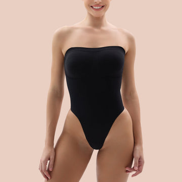 Womens Seamless Thong Bodysuit Removable Straps Tummy Control Shapewear