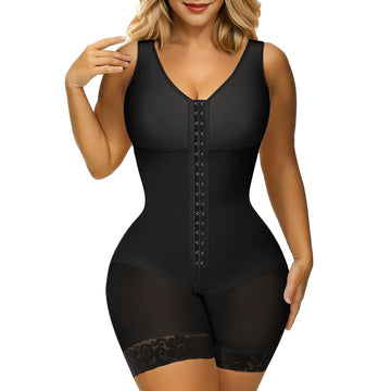 NewShapewear Full Body Hooked Faja Bodysuit with Zipper Crotch