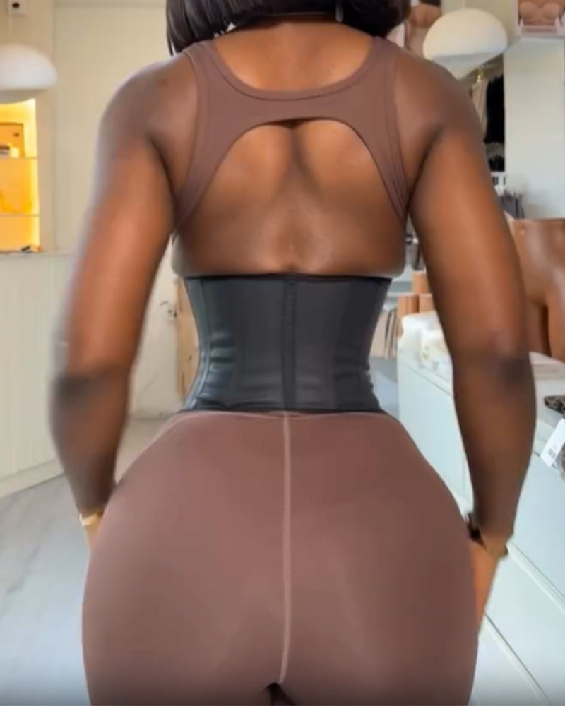 Women's Faux Leather Waist Trainer Slimming Belt Tummy Control Body Shaper