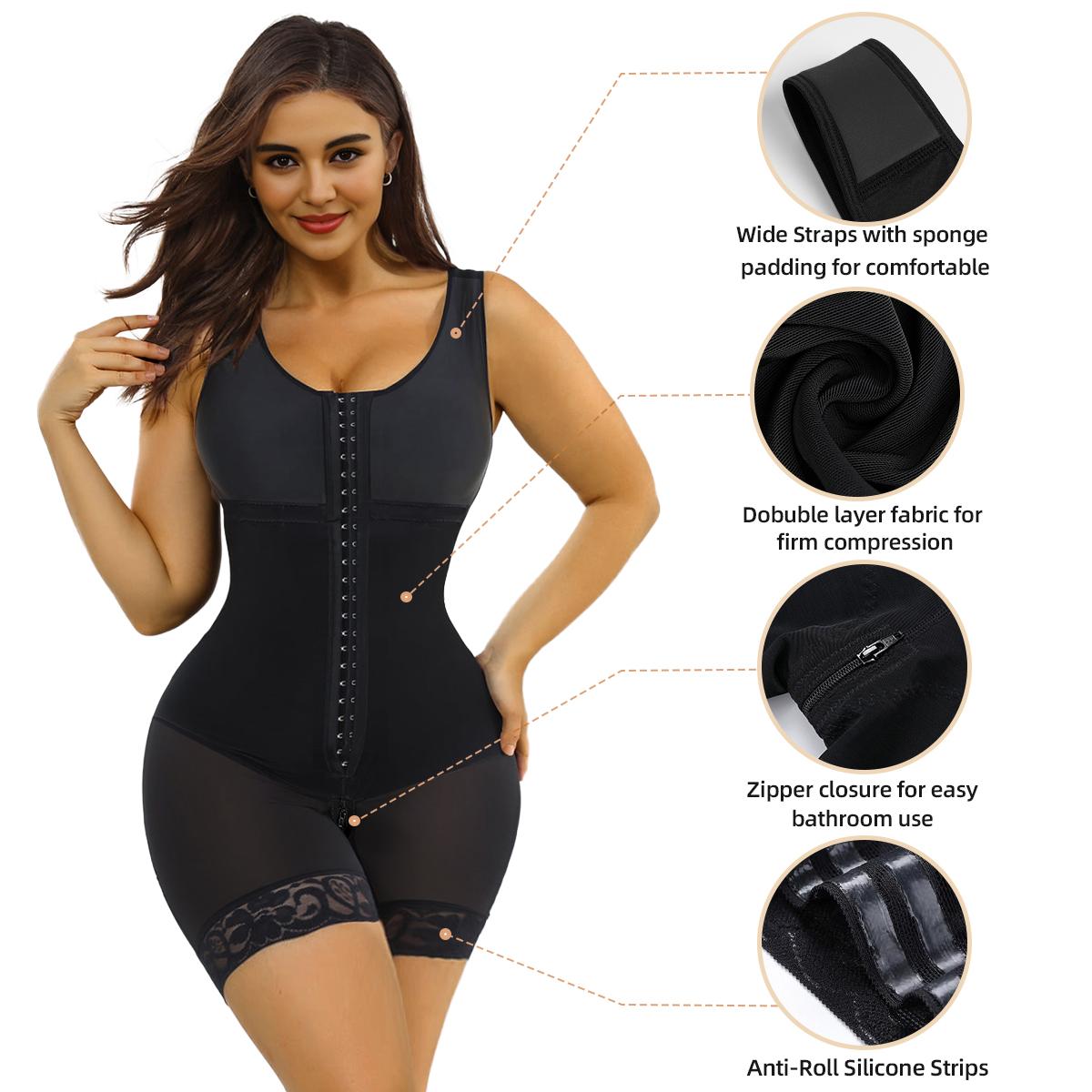NewShapewear Full Body Hooked Faja Bodysuit with Zipper Crotch