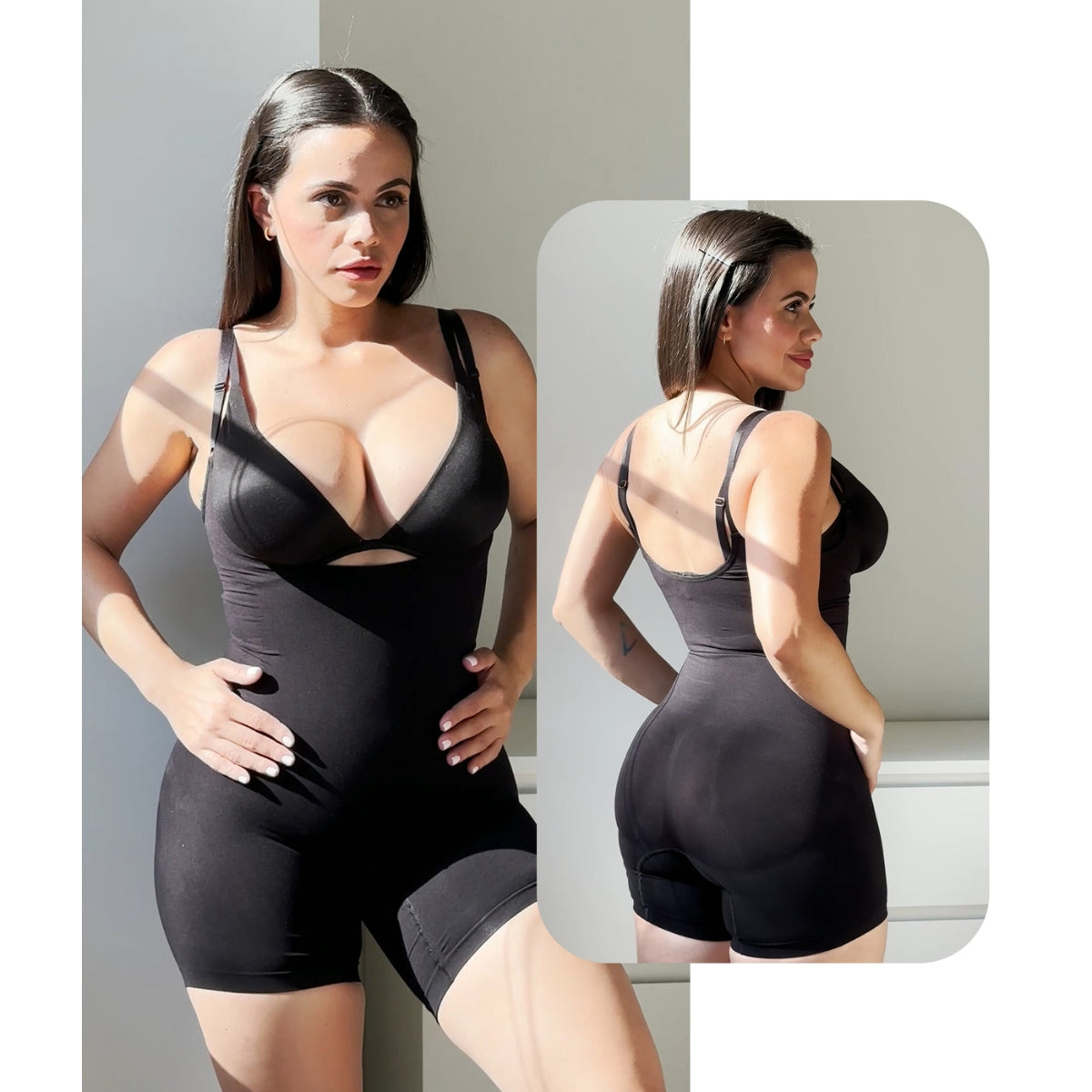 Womens Seamless Open-Bust Tummy Control Shorts Shapewear Bodysuit