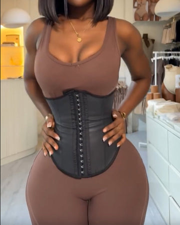 Women's Faux Leather Waist Trainer Slimming Belt Tummy Control Body Shaper