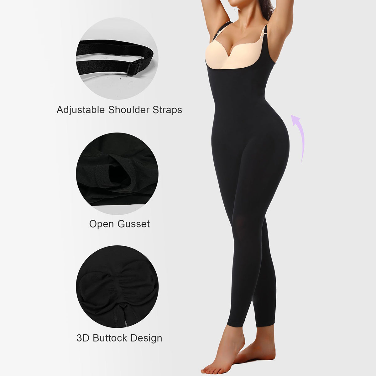 Women's 3-in-1 Seamless Open-Bust Tummy Control Legging Bodysuit