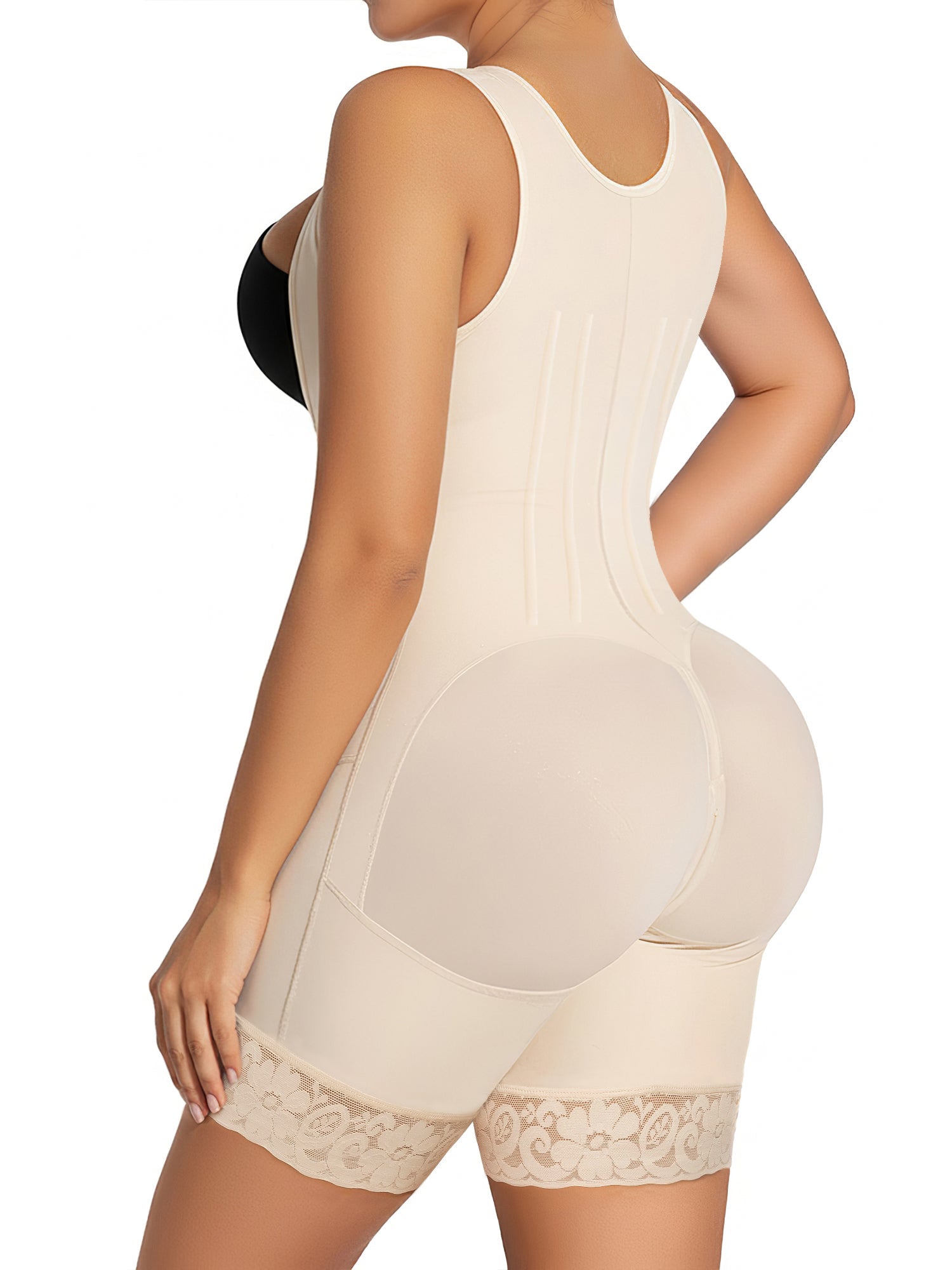 NewShapewear Zipper & Hook 8-Steel-Bones Open Bust Stage 2 Fajas with Butt Lift