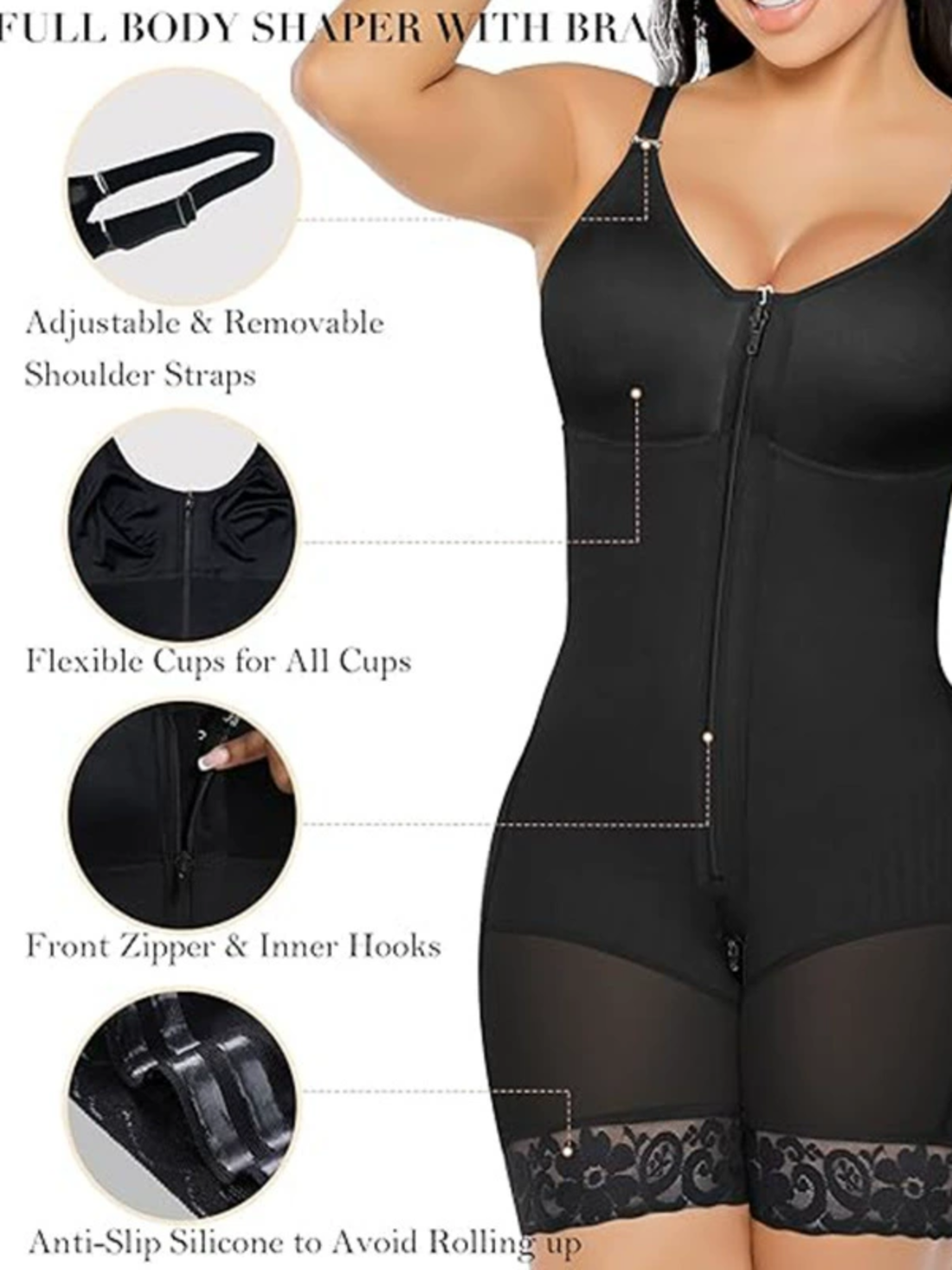 NewShapewear  Fajas Colombianas Smooth Zipper Postpartum Tummy Control Shapewear