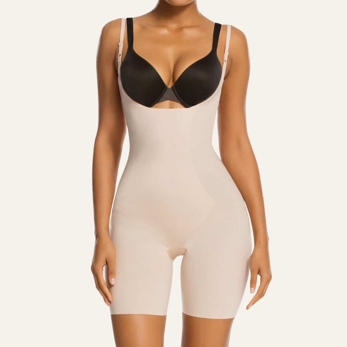 Women's One-Piece Seamless Core-Sculpting Open-Bust Shorts Bodysuit
