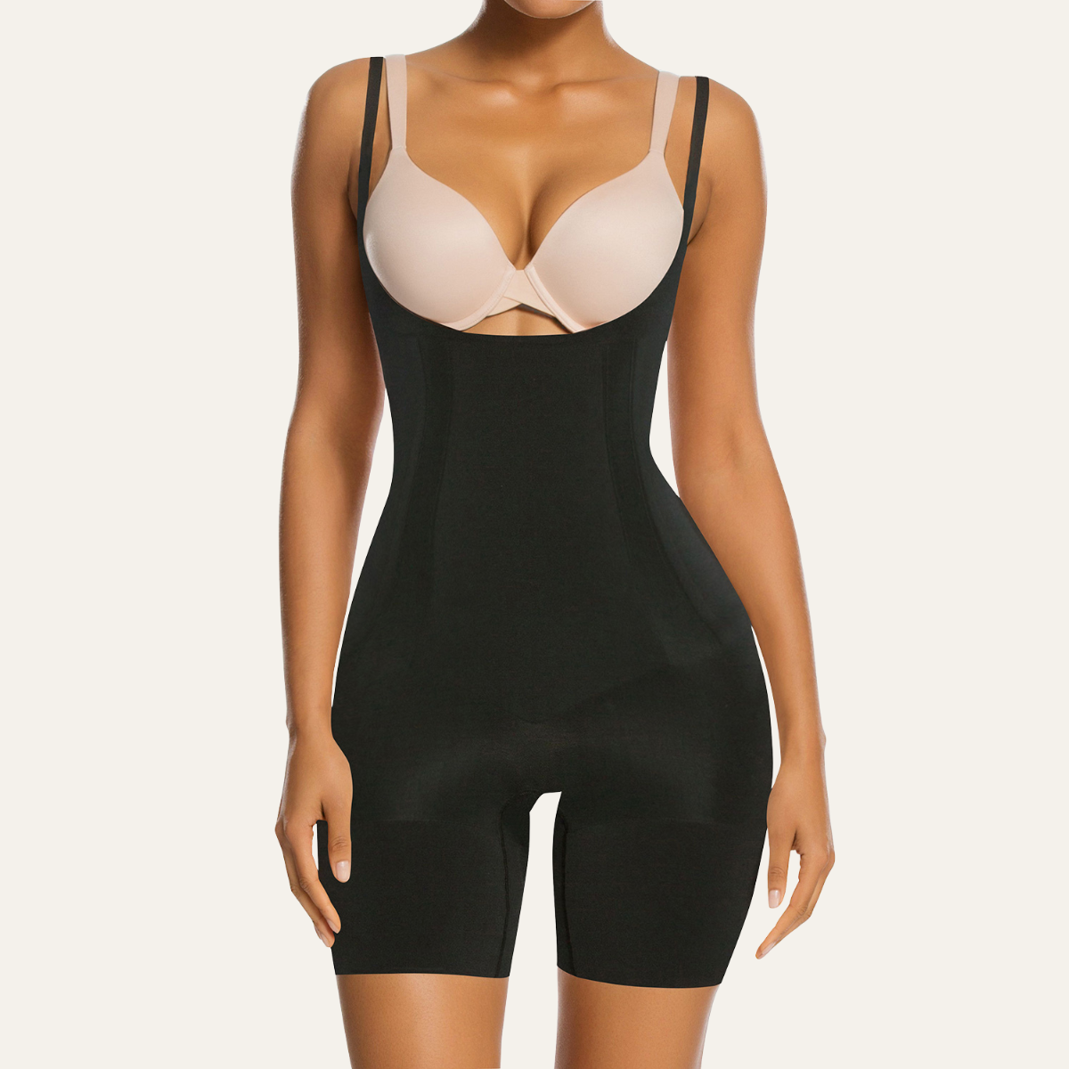 Women's One-Piece Seamless Core-Sculpting Open-Bust Shorts Bodysuit