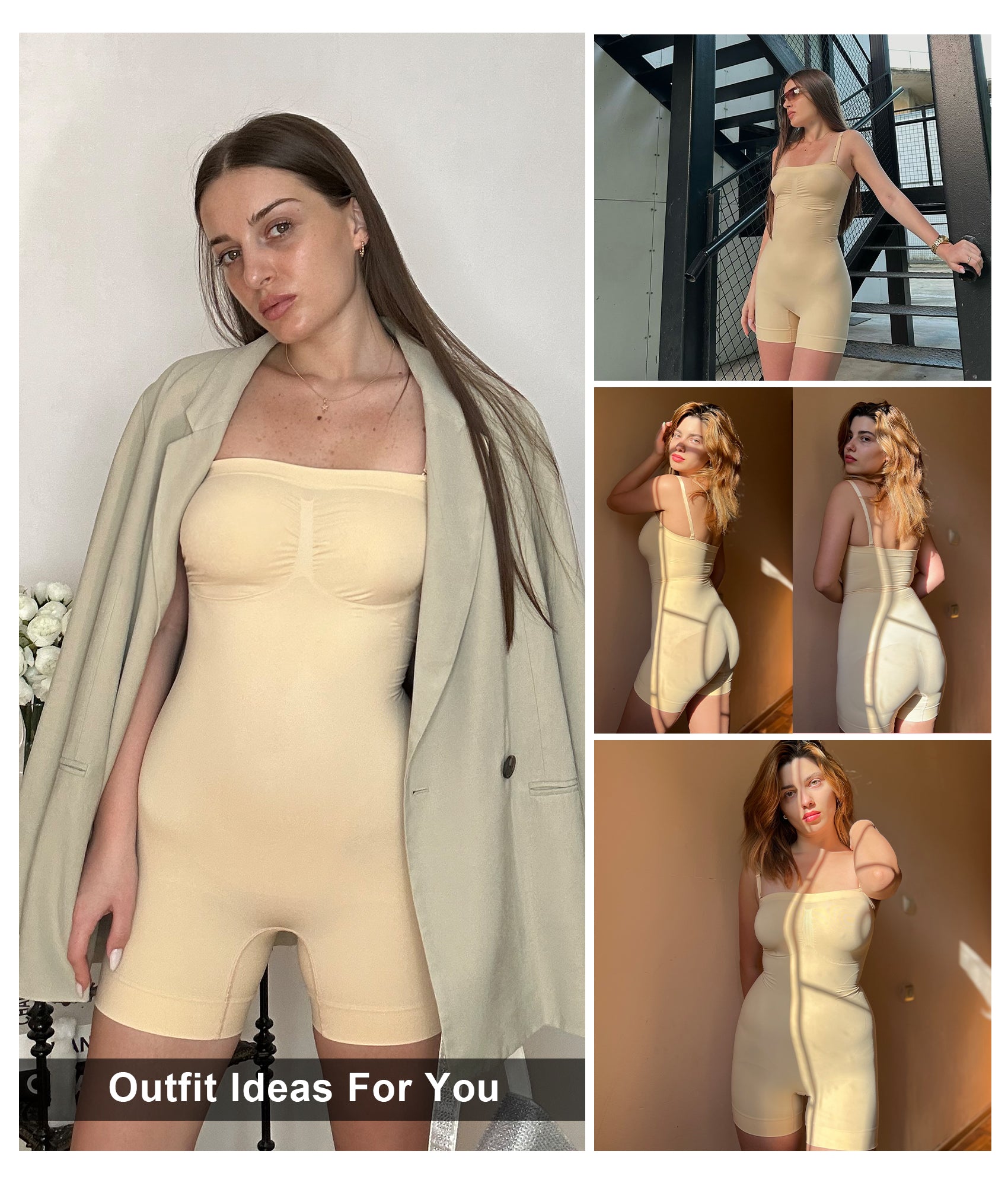 Women's Seamless Short Bodysuit with Removable Adjustable Straps