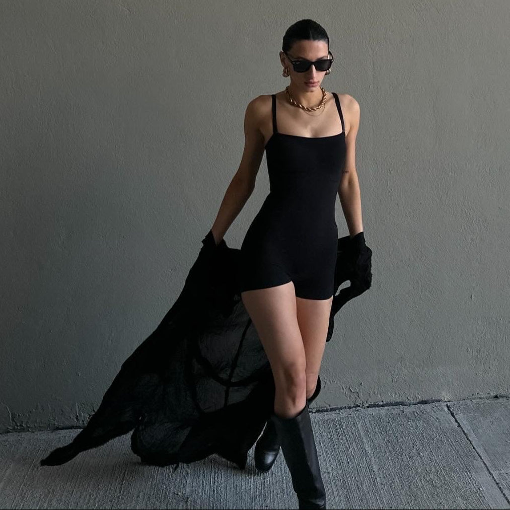 Women's Seamless Short Bodysuit with Removable Adjustable Straps