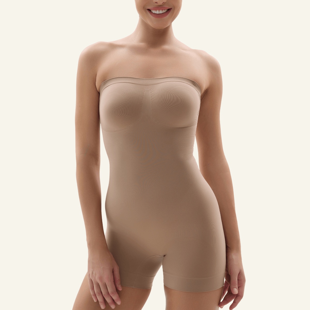 Women's Seamless Short Bodysuit with Removable Adjustable Straps
