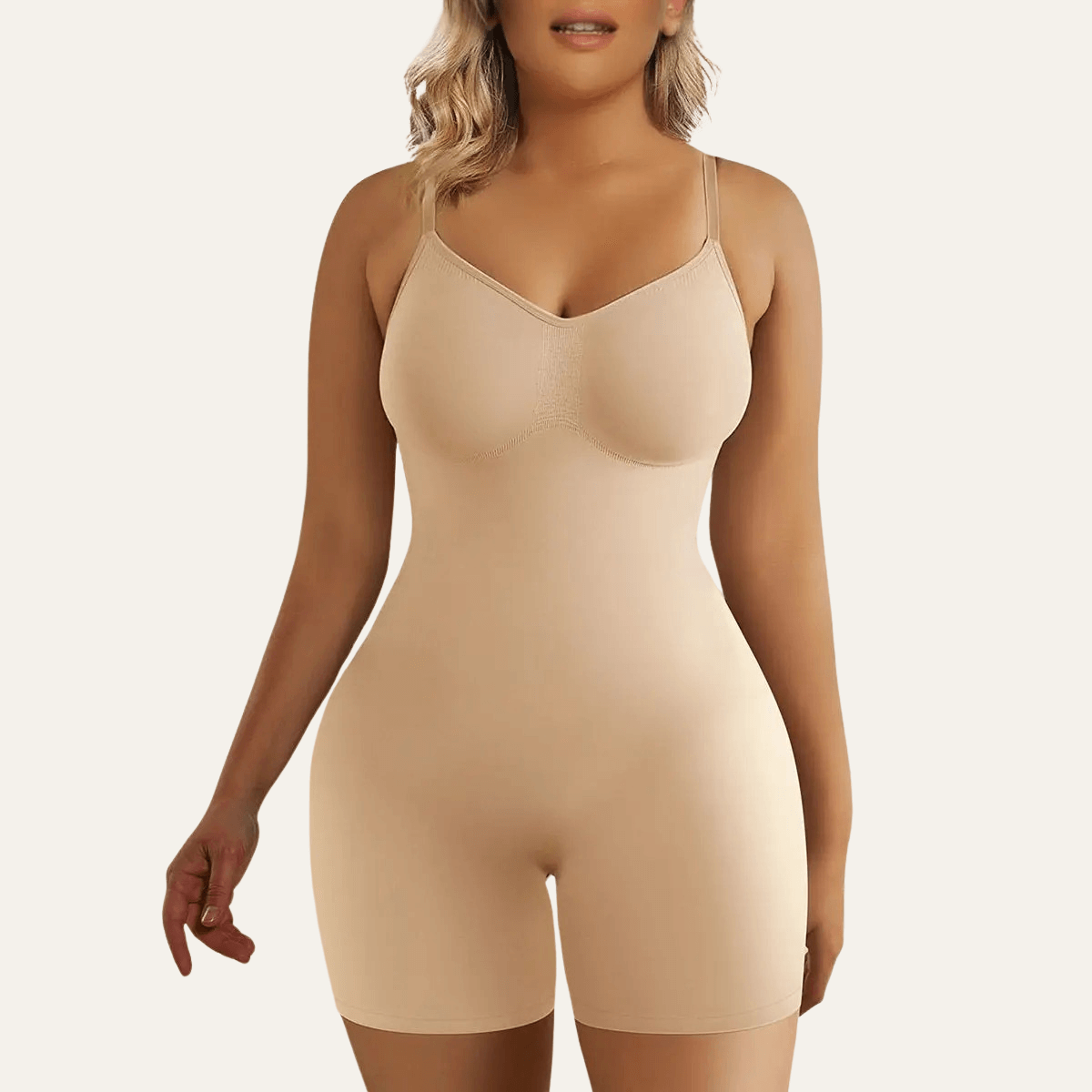 Womens Seamless Adjustable Strap Tummy Control Shorts Shapewear Bodysuit