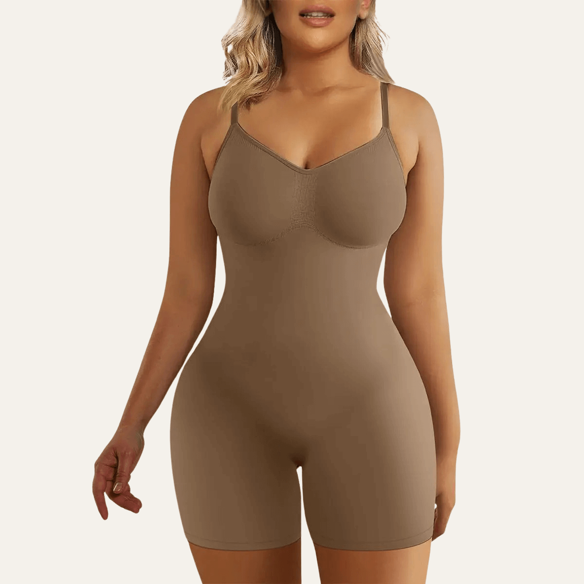 Womens Seamless Adjustable Strap Tummy Control Shorts Shapewear Bodysuit