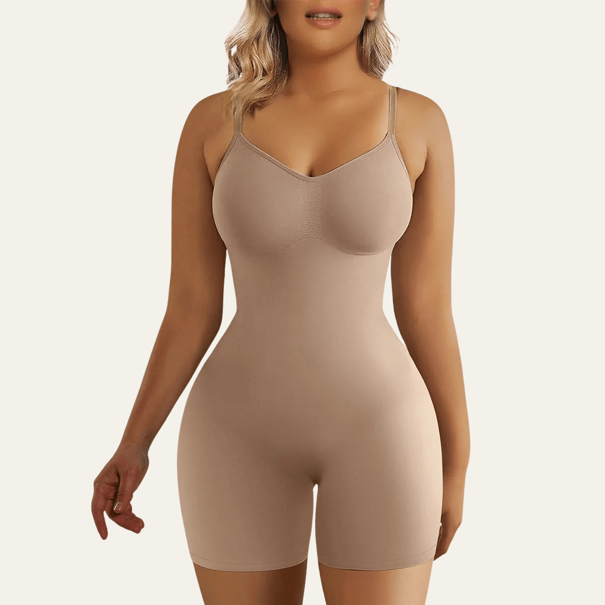 Womens Seamless Adjustable Strap Tummy Control Shorts Shapewear Bodysuit