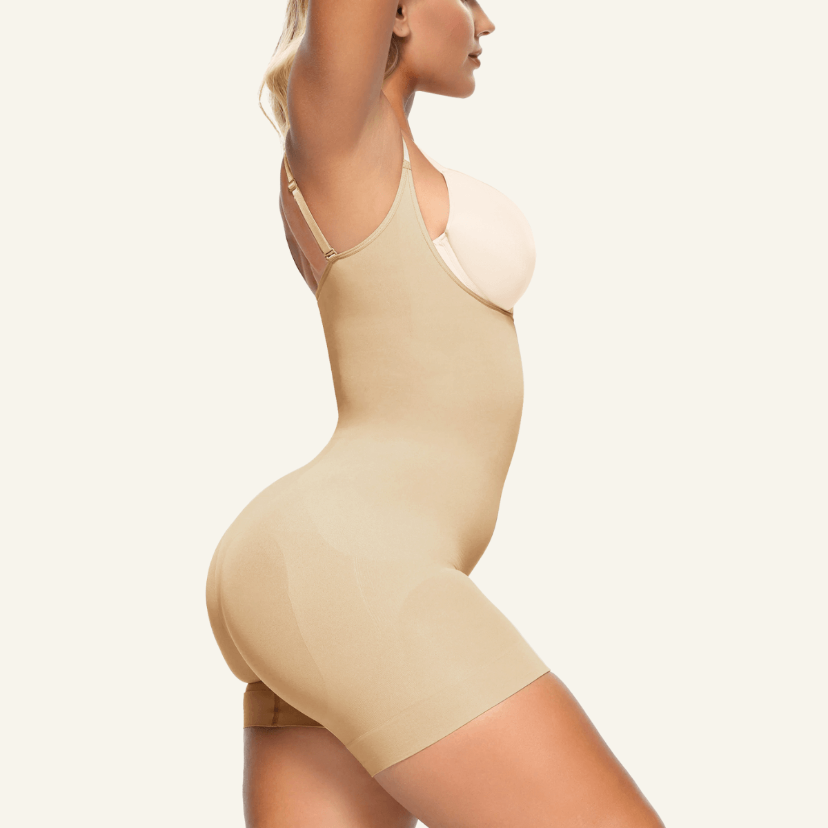 Womens Seamless Open-Bust Tummy Control Shorts Shapewear Bodysuit