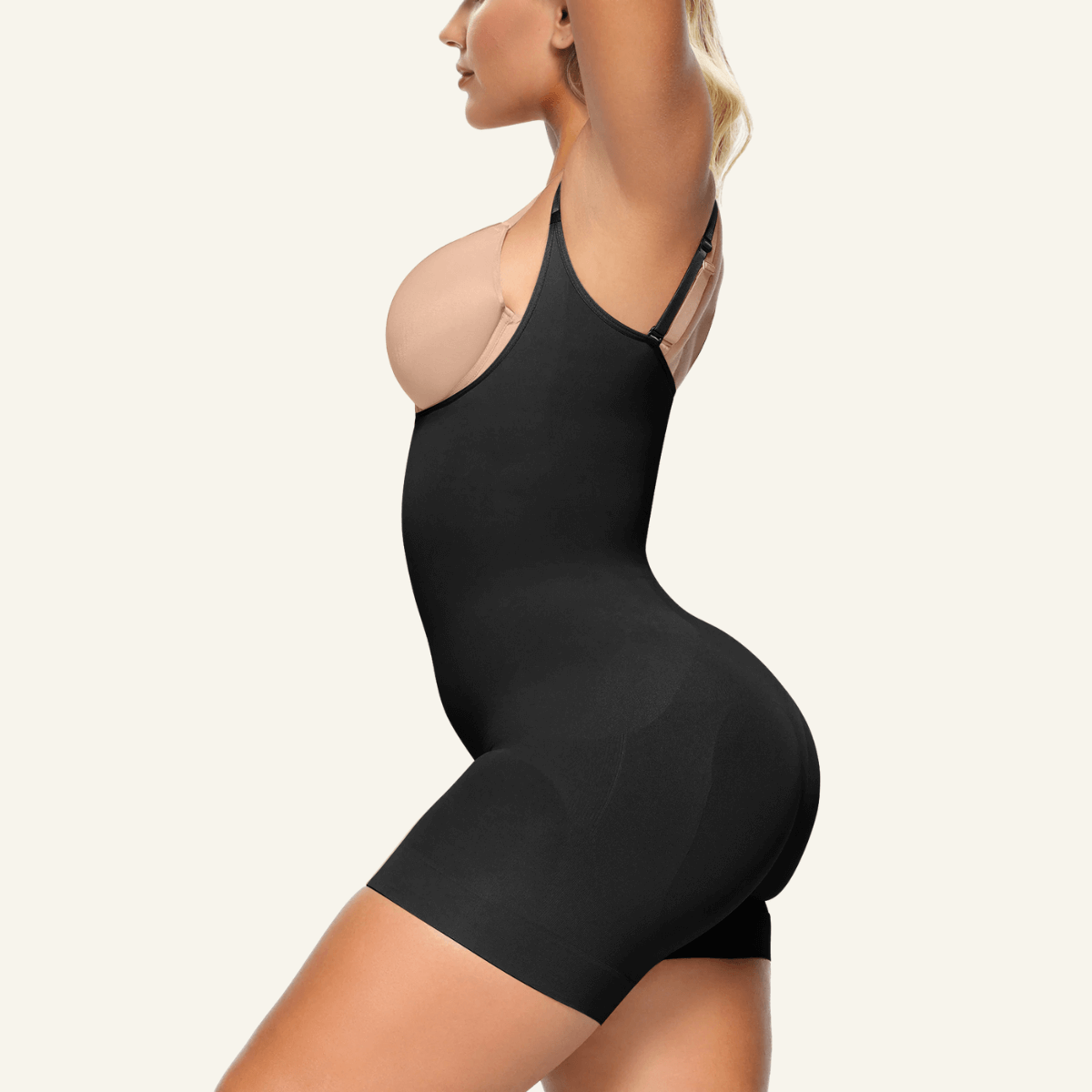 Womens Seamless Open-Bust Tummy Control Shorts Shapewear Bodysuit