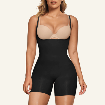 Womens Seamless Open-Bust Tummy Control Shorts Shapewear Bodysuit