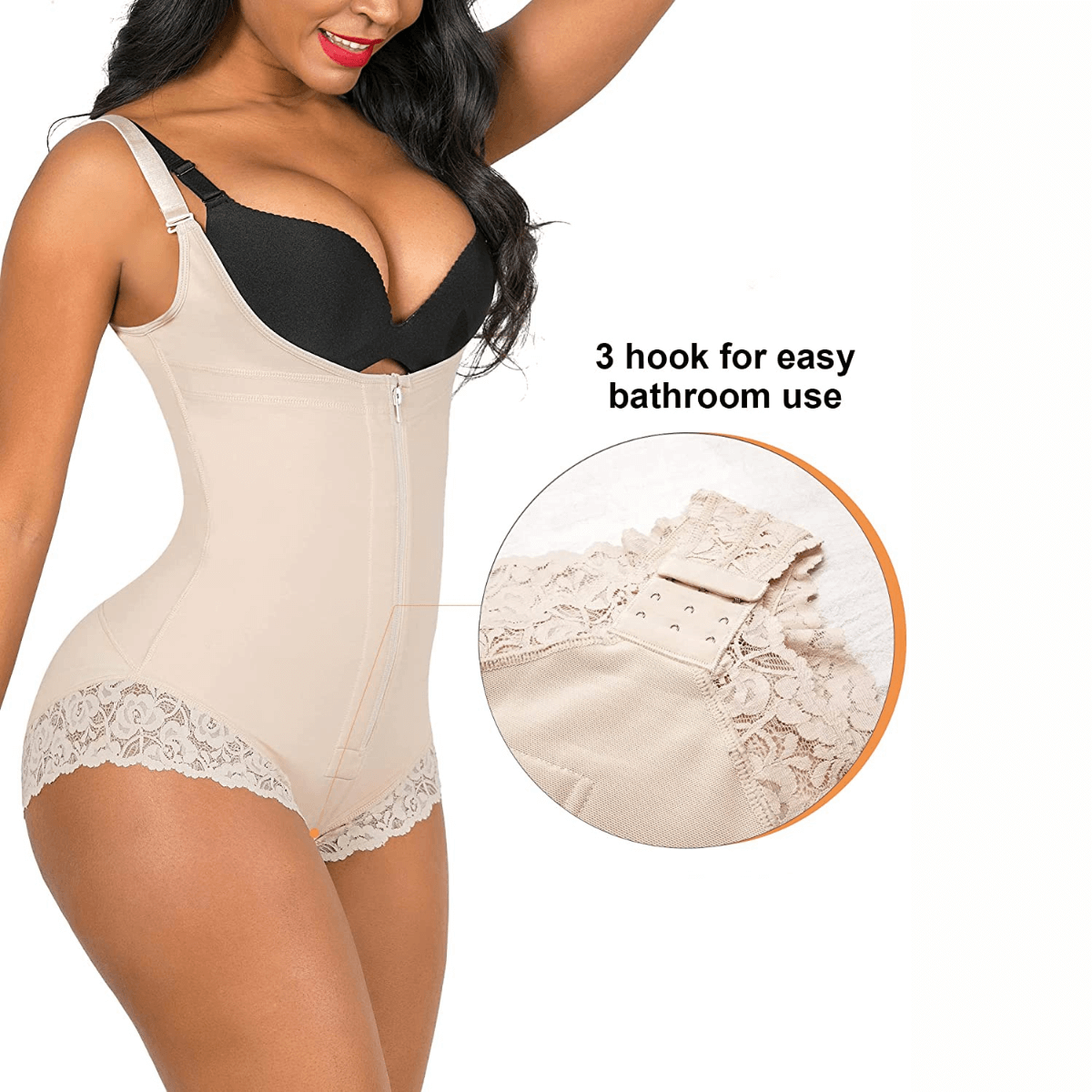 NewShapewear Colombian Firm Tummy Control Faja with Zip & Hooks