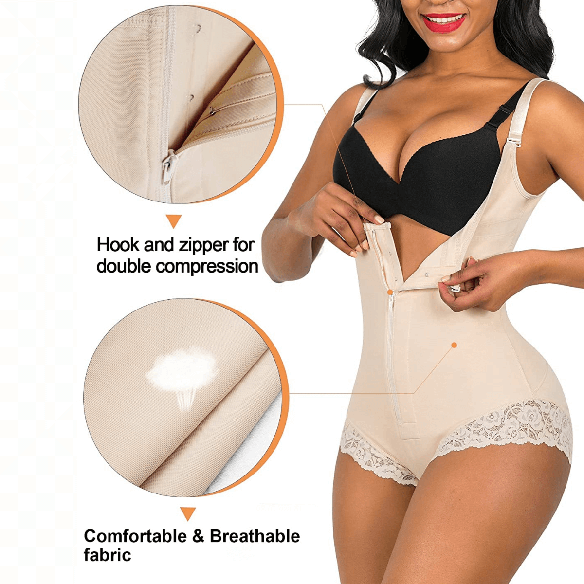 NewShapewear Colombian Firm Tummy Control Faja with Zip & Hooks