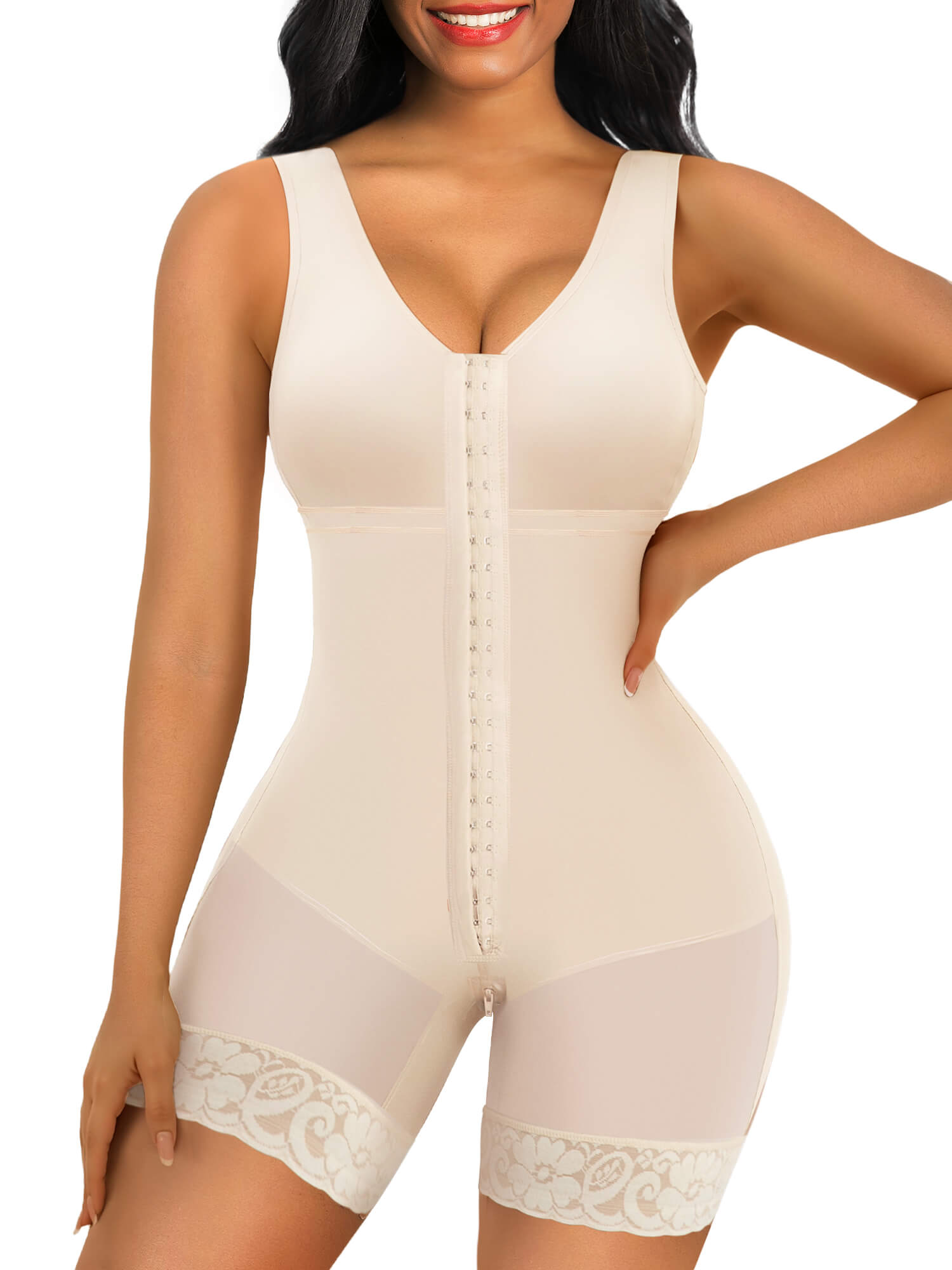 NewShapewear Full Body Hooked Faja Bodysuit with Zipper Crotch