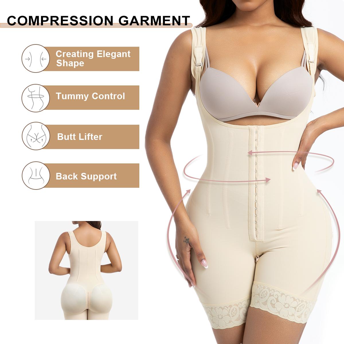 NewShapewear 6-Steel-Bones Hooked Faja Tummy Control Bodysuit with Butt Lift