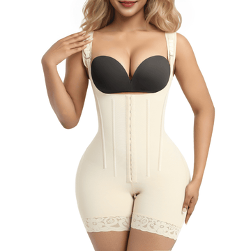 NewShapewear 6-Steel-Bones Hooked Faja Tummy Control Bodysuit with Butt Lift