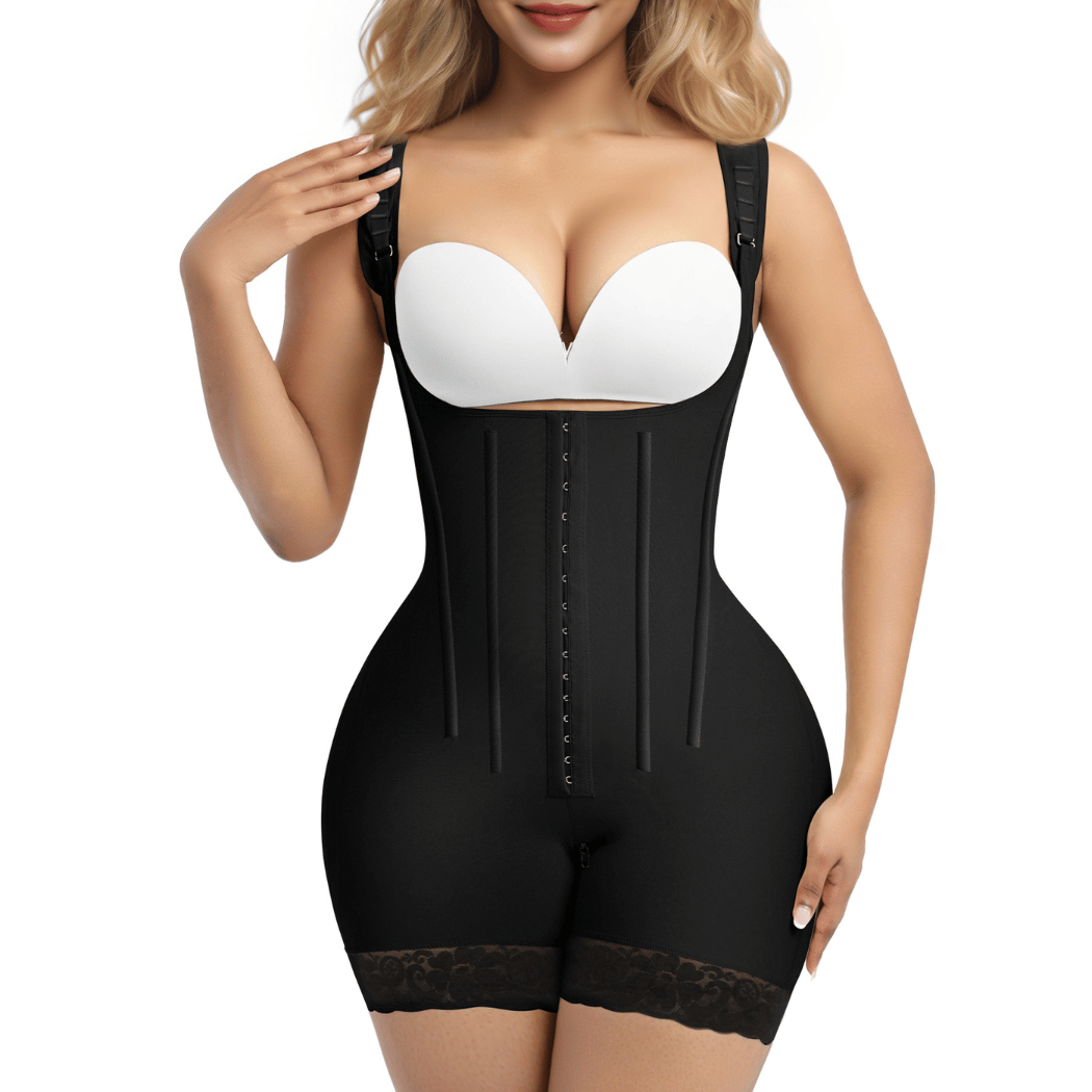 NewShapewear 6-Steel-Bones Hooked Faja Tummy Control Bodysuit with Butt Lift